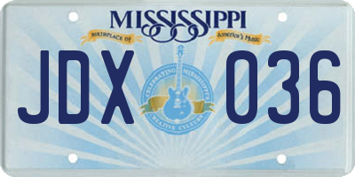 MS license plate JDX036