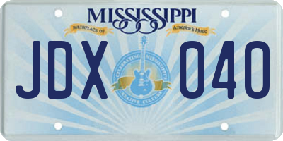 MS license plate JDX040