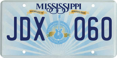 MS license plate JDX060