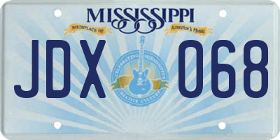 MS license plate JDX068