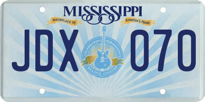 MS license plate JDX070