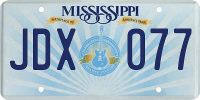 MS license plate JDX077