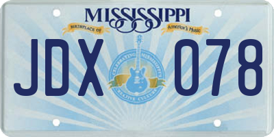 MS license plate JDX078