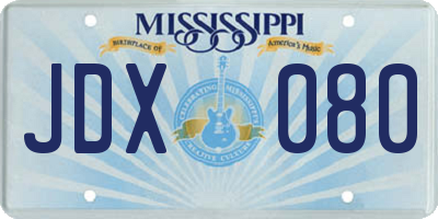 MS license plate JDX080
