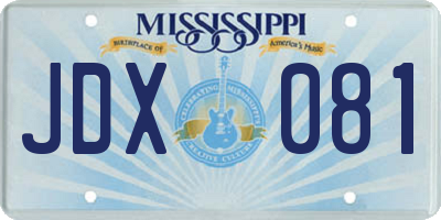 MS license plate JDX081