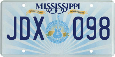 MS license plate JDX098