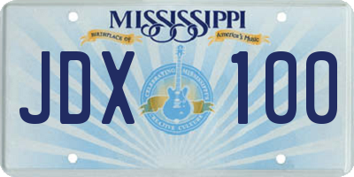 MS license plate JDX100
