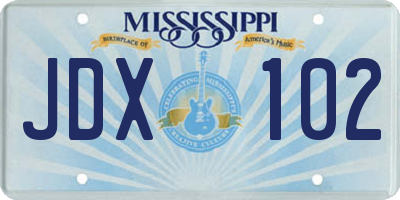 MS license plate JDX102