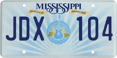 MS license plate JDX104
