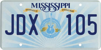 MS license plate JDX105