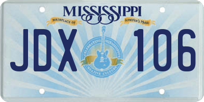 MS license plate JDX106