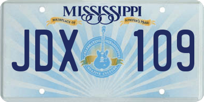 MS license plate JDX109