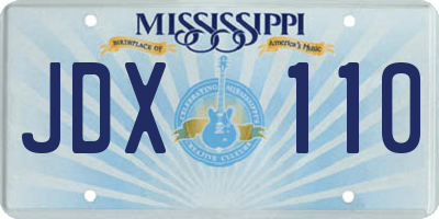 MS license plate JDX110