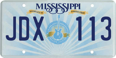 MS license plate JDX113