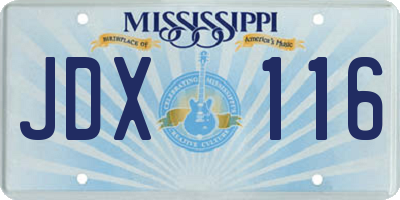 MS license plate JDX116