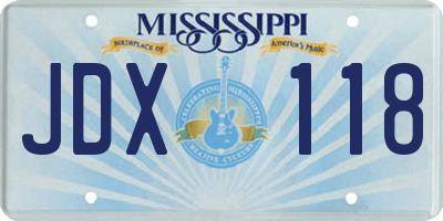 MS license plate JDX118