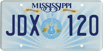 MS license plate JDX120