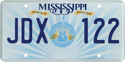 MS license plate JDX122