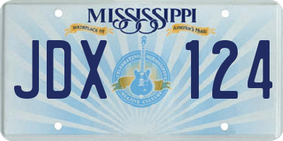 MS license plate JDX124