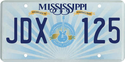 MS license plate JDX125