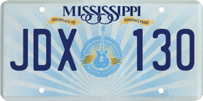 MS license plate JDX130