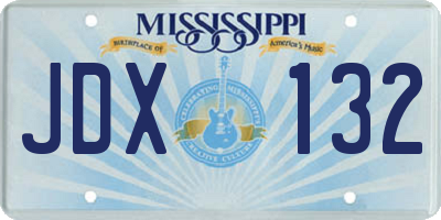 MS license plate JDX132