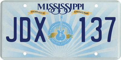 MS license plate JDX137