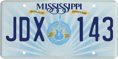 MS license plate JDX143