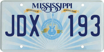 MS license plate JDX193