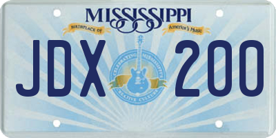 MS license plate JDX200