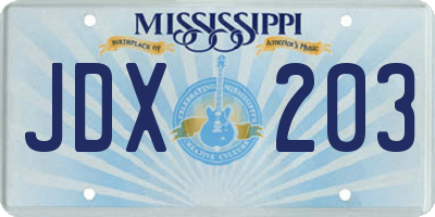MS license plate JDX203