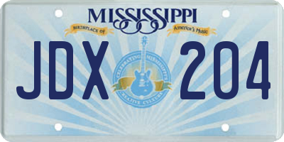 MS license plate JDX204