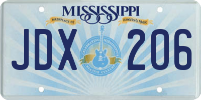 MS license plate JDX206
