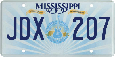 MS license plate JDX207