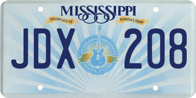 MS license plate JDX208