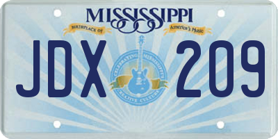 MS license plate JDX209