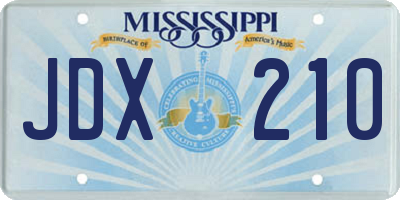 MS license plate JDX210