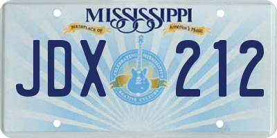 MS license plate JDX212