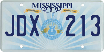 MS license plate JDX213