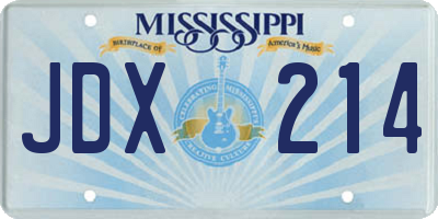 MS license plate JDX214