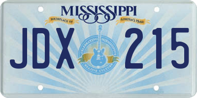 MS license plate JDX215