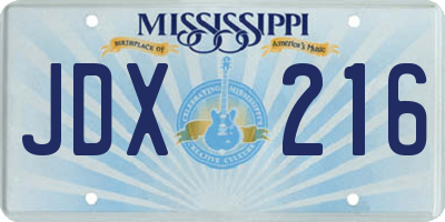 MS license plate JDX216