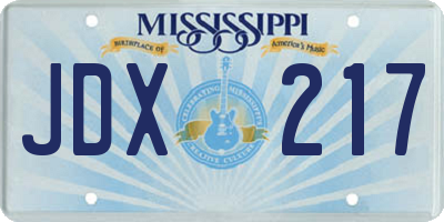 MS license plate JDX217