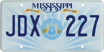 MS license plate JDX227