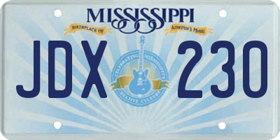 MS license plate JDX230