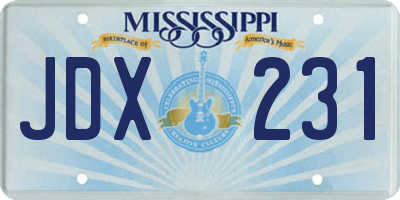 MS license plate JDX231