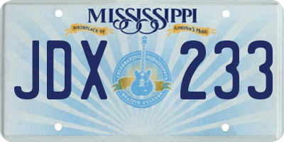 MS license plate JDX233