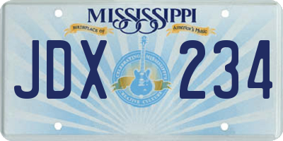 MS license plate JDX234