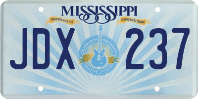 MS license plate JDX237