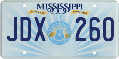 MS license plate JDX260